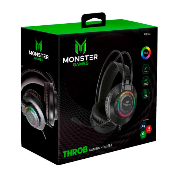 Audifonos Gamer Monster Games Throb RGB 3.5mm USB