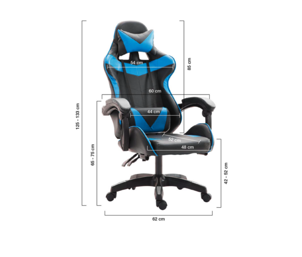 Silla Gamer Eco Cuero Apoyabrazos Reclinable 100kg Celeste