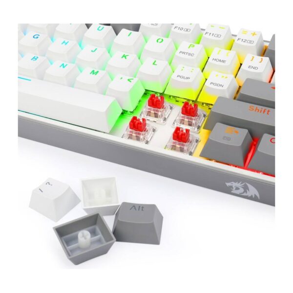 Teclado Redragon Fizz Pro K616 Blanco y Gris RGB SW RED