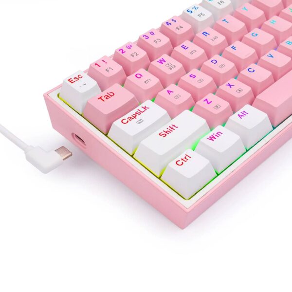 Teclado Gamer Redragon K616 Fizz Rgb Pro Rosa y Blanco