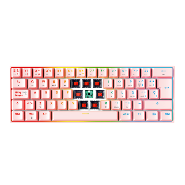 Teclado Gamer Fantech MAXFIT 61 MK857 Sakura SW Red Español