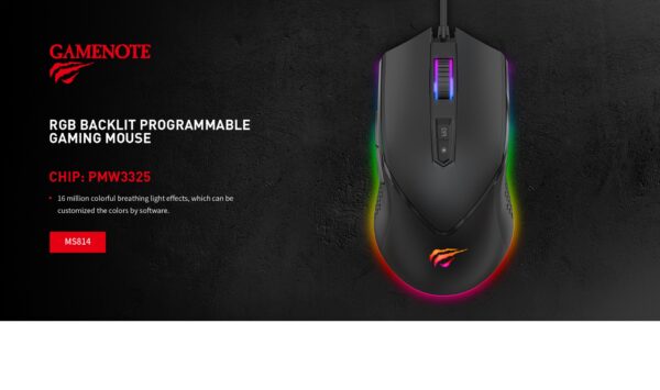 Mouse Gamer Gamenote MS814 RGB 7000 DPI USB