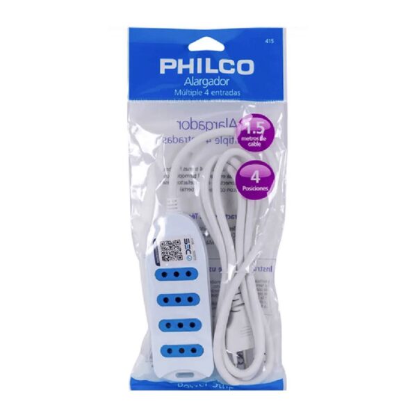 Alargador Philco 4 Entradas 1,5 Metros Blanco