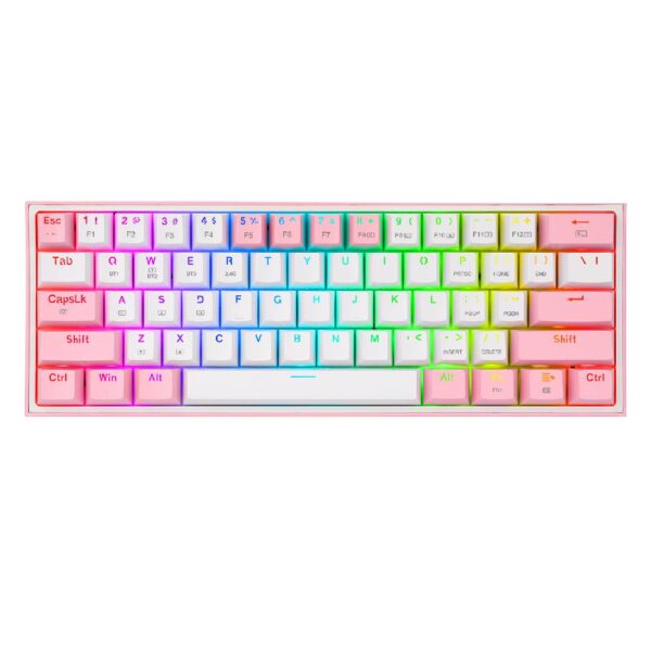 Teclado Redragon Fizz Pro White-Pink, Red Switch