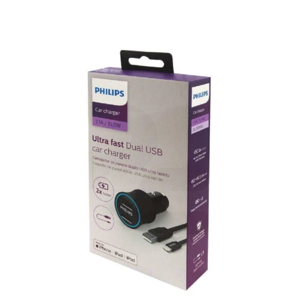 Cable Lighting Philips + Cargador De Auto Usb