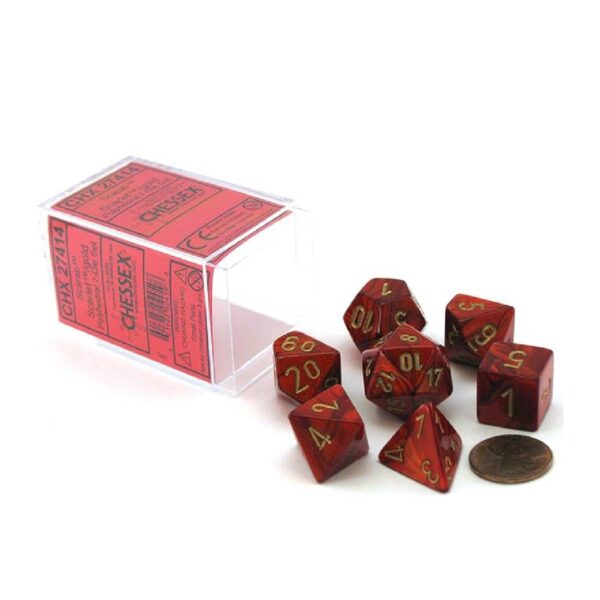 Chessex 7-Die Set Mini Scarab Scarlet/Gold