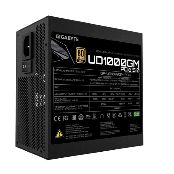 Fuente de Poder Gigabyte 1000W, 80+ Gold GP-UD1000GM PG5