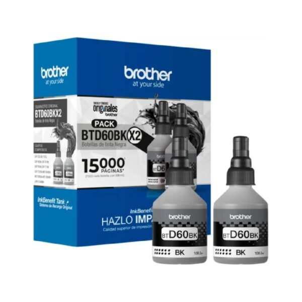 Pack de 2 Botellas de Tinta Negra Brother