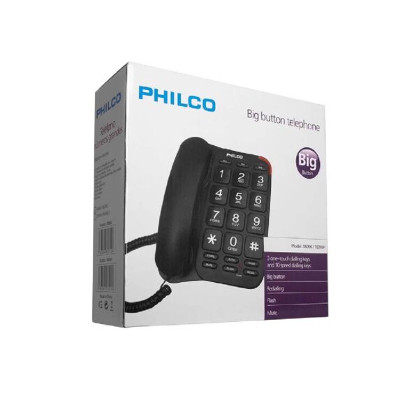 Teléfono Fijo Números Grandes Philco negro 180BK - Imagen 2