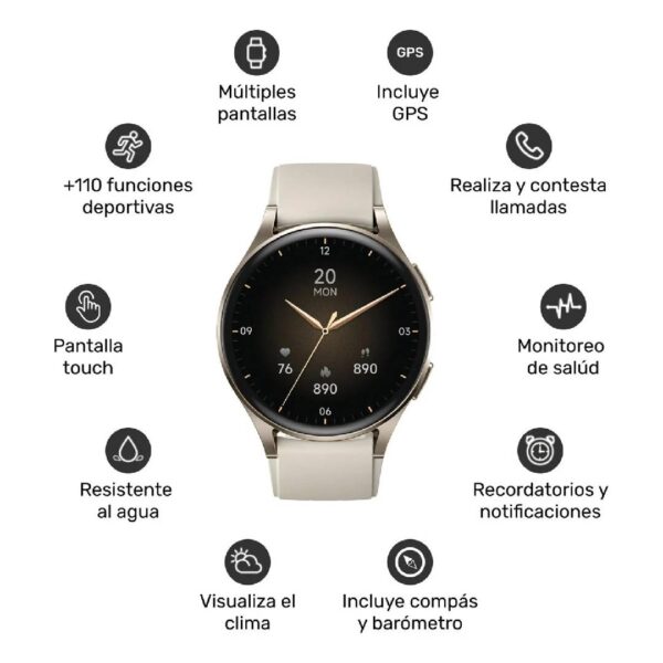 Reloj Smartwatch Lhotse Vibe 05 GPS Cream 42mm - Imagen 2