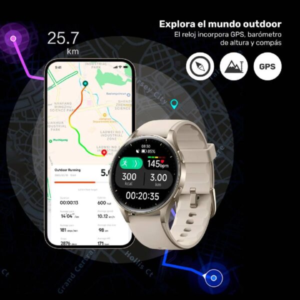 Reloj Smartwatch Lhotse Vibe 05 GPS Cream 42mm - Imagen 4