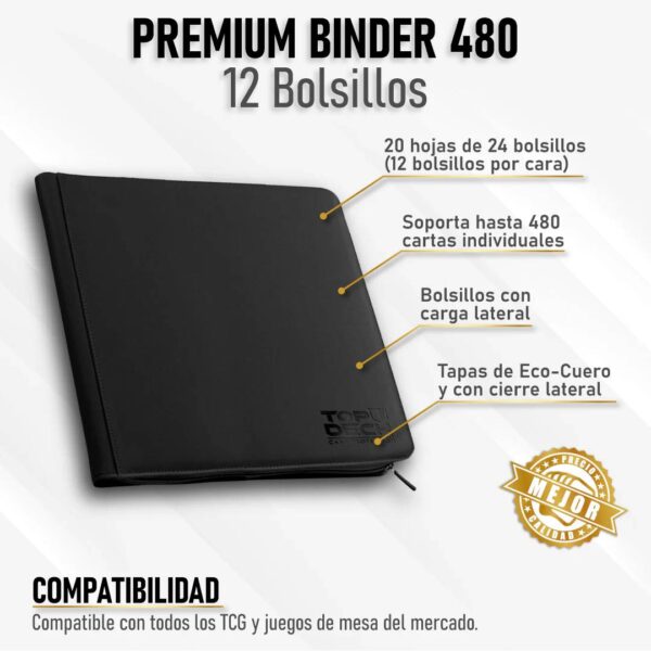 Carpeta Eco cuero Con Cierre TopDeck 480 Cartas 12 bolsillos - Imagen 3