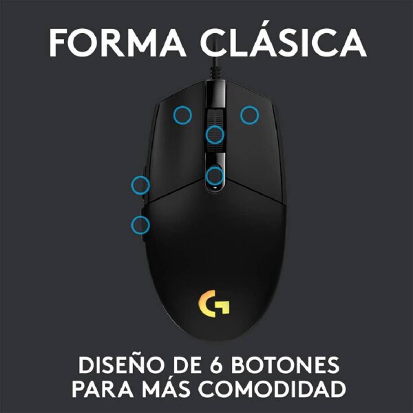Mouse Gamer Logitech G203 Lightsync Negro - Imagen 4