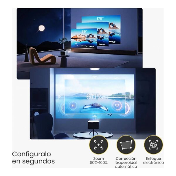 Proyector Portatil LEVO Mini Halo 9000lm Bluetooth HD - Imagen 6