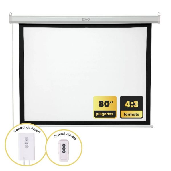 Telón Eléctrico LEVO 80 pulgadas con control 165 x 125cm - Imagen 2