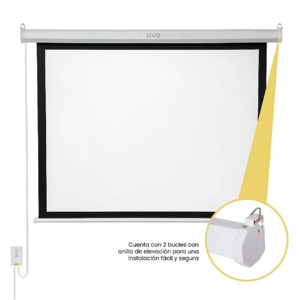 Telón Eléctrico LEVO 80 pulgadas con control 165 x 125cm - Imagen 3