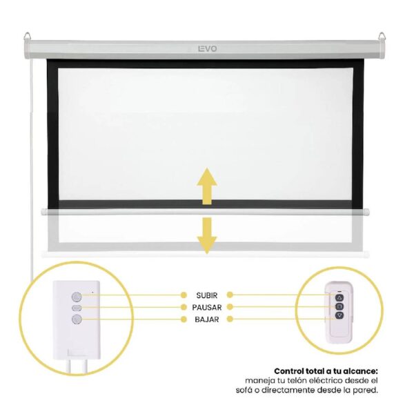Telón Eléctrico LEVO 60 pulgadas con control 120 x 90cm - Imagen 6