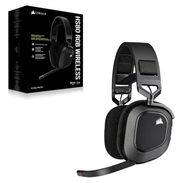 Audifonos Gamer Corsair HS80 RGB WIRELESS Carbon - Imagen 4
