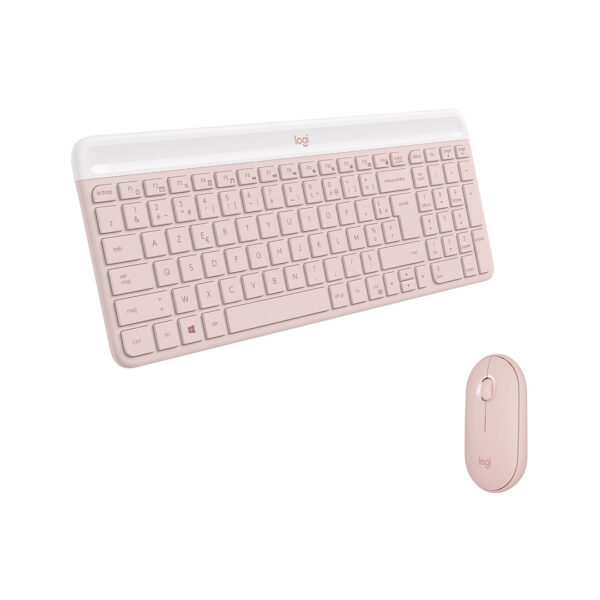 Kit Teclado y Mouse Logitech MK470 Rosa Slim Inalambrico