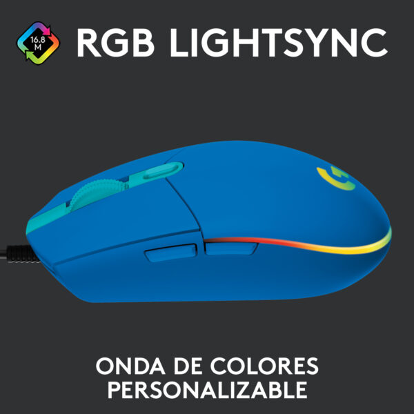 Mouse Gamer Logitech G203 Lightsync Azul 8000 dpi - Imagen 2