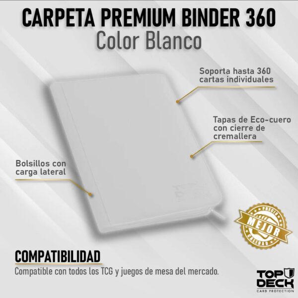 Carpeta 9 Bolsillos Cuero Blanco