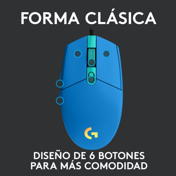 Mouse Gamer Logitech G203 Lightsync Azul 8000 dpi - Imagen 6
