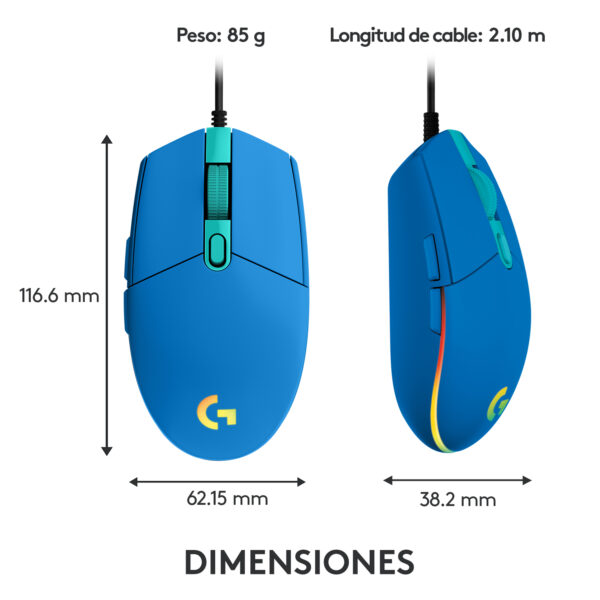 Mouse Gamer Logitech G203 Lightsync Azul 8000 dpi - Imagen 8