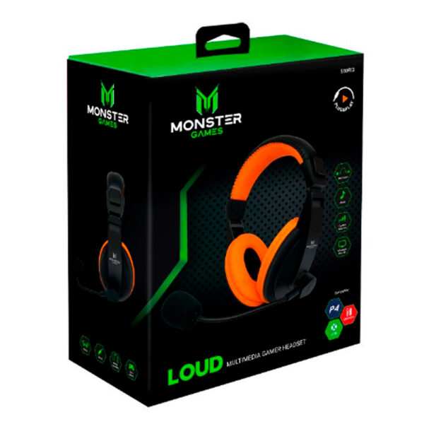 Audifonos Gamer Monster Games Loud Orange 3.5mm