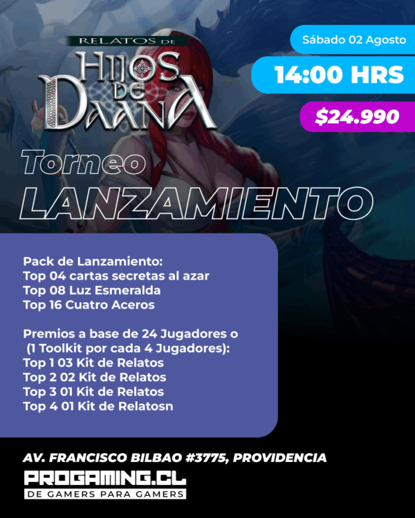 Torneo Lanzamiento Relatos de Hijos de Daana – Sábado 02 agosto 14:00 Hrs