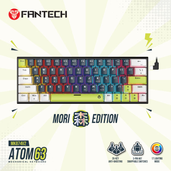 Teclado Fantech MK874V2 ATOM63 MORI Blue (Switch Red) - Imagen 2