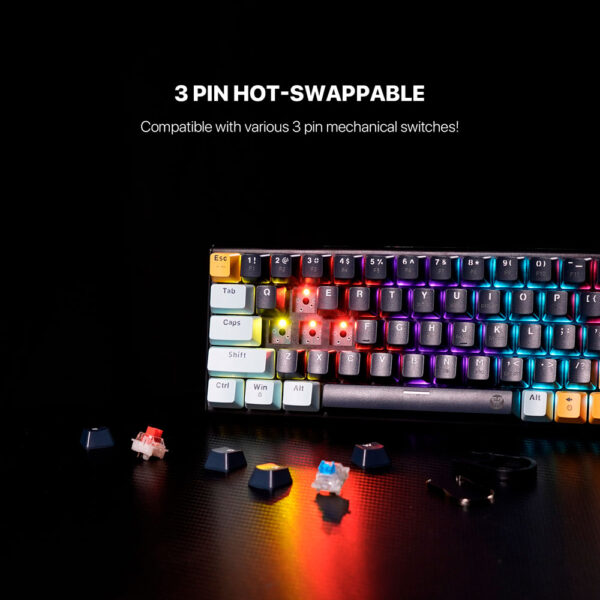 Teclado Fantech MK874V2 ATOM63 MIZU SkyBlue (Switch Red) - Imagen 8