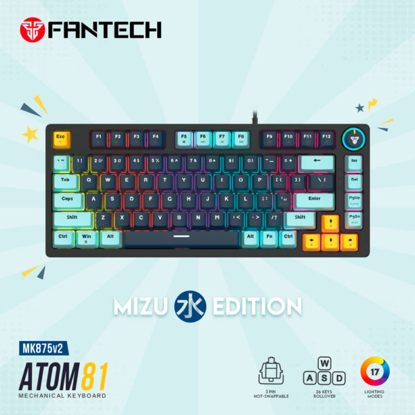 Teclado Fantech MK875V2 ATOM81 Mizu Edition Navy Switch Red - Imagen 3