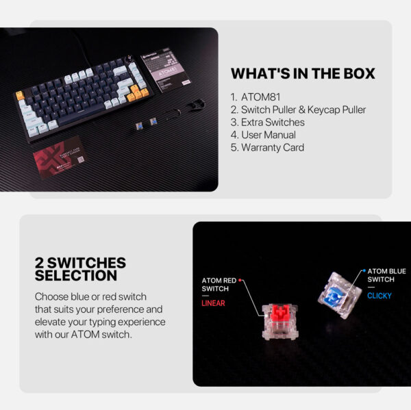 Teclado Fantech MK875V2 ATOM81 Mizu Edition Navy Switch Red - Imagen 8