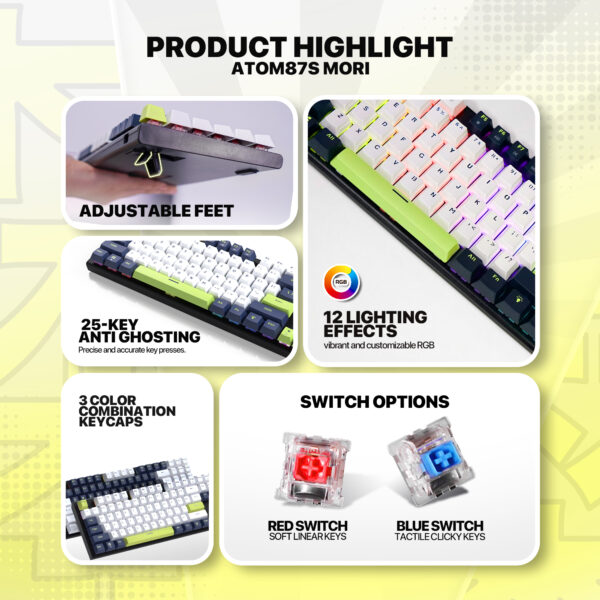 Teclado Fantech MK877s ATOM87s MORI Blue (Switch Blue) - Imagen 7