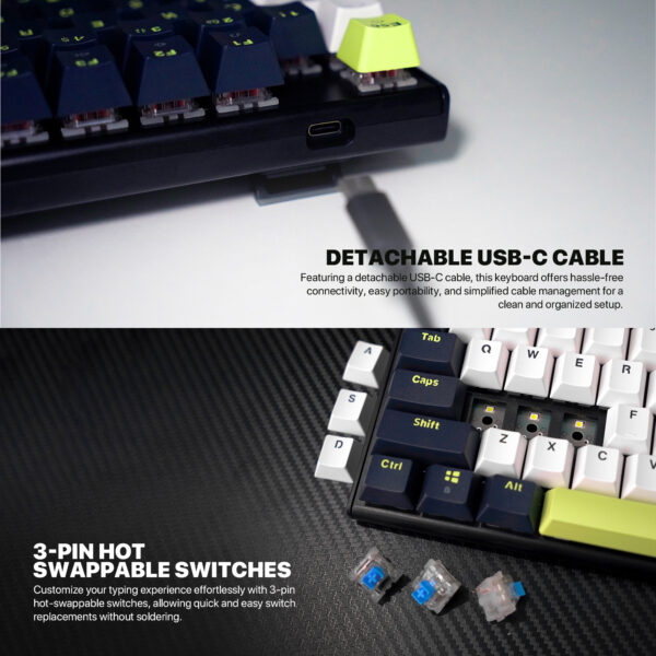 Teclado Fantech MK877s ATOM87s MORI Blue (Switch Red) - Imagen 8