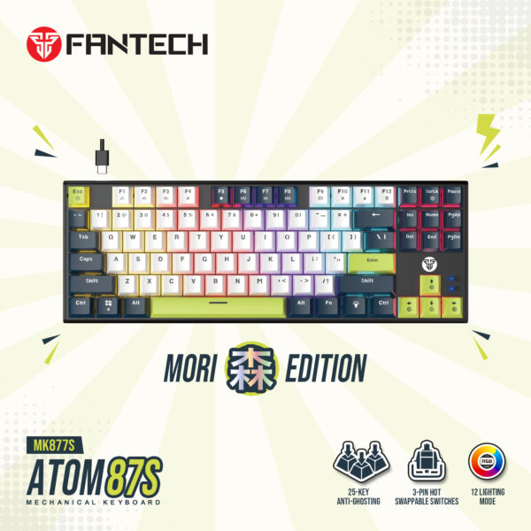 Teclado Fantech MK877s ATOM87s MORI White (Switch Red) - Imagen 2