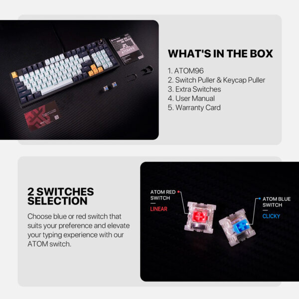 Teclado Fantech MK890V2 ATOM96 MIZU Navy (Switch Red) - Imagen 9