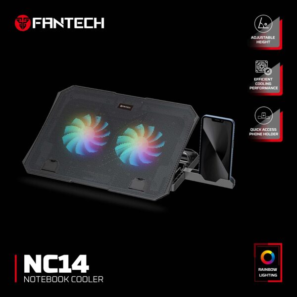Base de Notebook Fantech NC14 Black RGB - Imagen 2