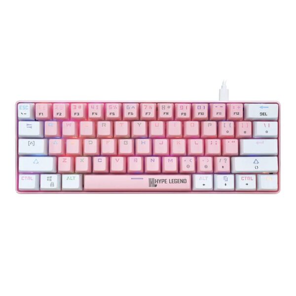 Teclado Gamer Hype Legend Rebel Shiro Pinku 60% SW Red RGB