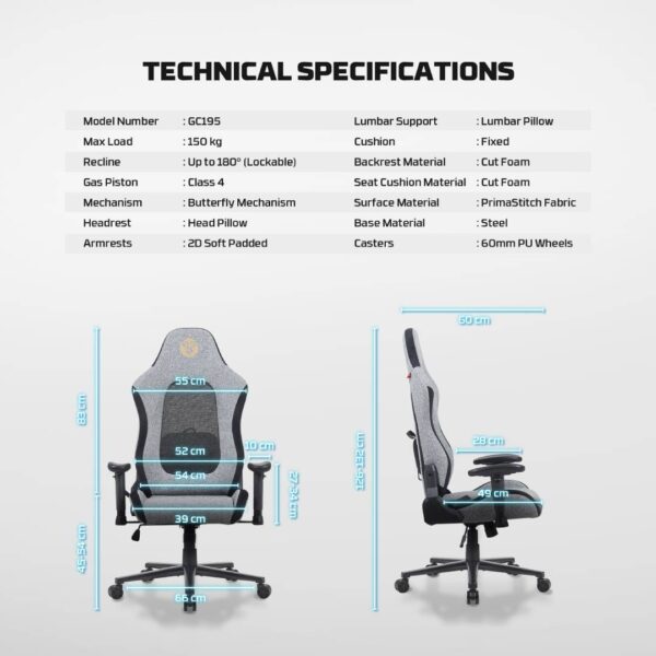 Silla Gamer Fantech GC195 Grey - Imagen 5