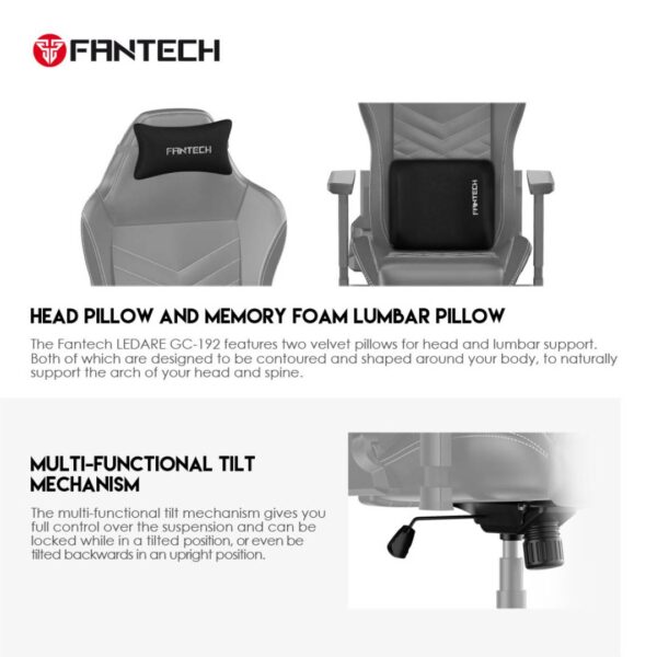 Silla Gamer Fantech GC192 Ledare Tank Grey - Imagen 6