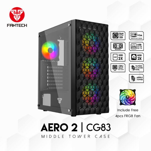 Gabinete Fantech CG83 AERO FRGB Black Edition - Imagen 6