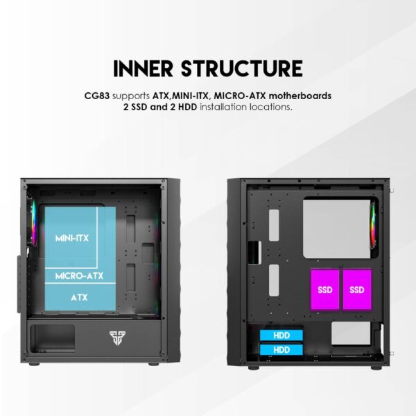 Gabinete Fantech CG83 AERO FRGB Black Edition - Imagen 7