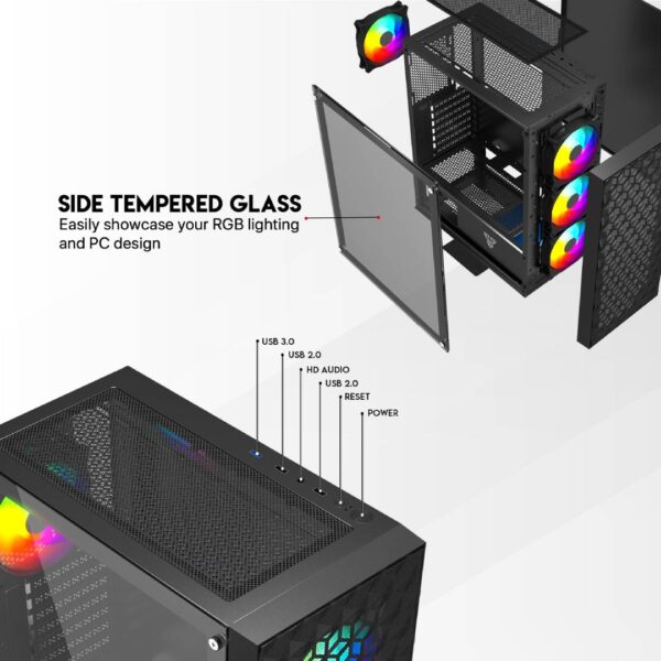 Gabinete Fantech CG83 AERO FRGB Black Edition - Imagen 8
