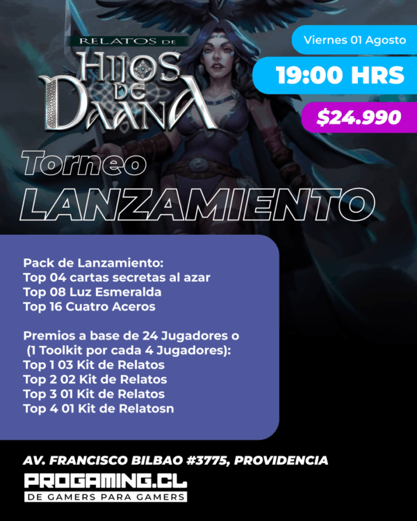 Torneo Lanzamiento Relatos de Hijos de Daana – Viernes 01 agosto 19:00 Hrs