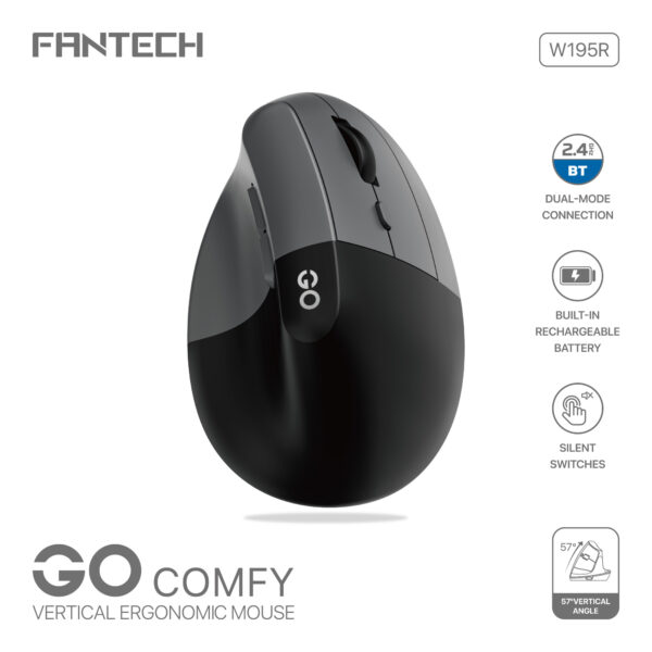 Mouse Fantech W195R GO COMFY Black - Imagen 2