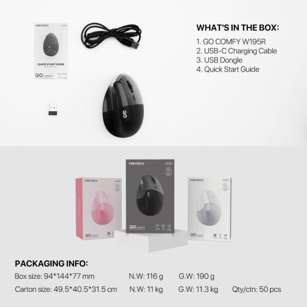 Mouse Fantech W195R GO COMFY White - Imagen 8