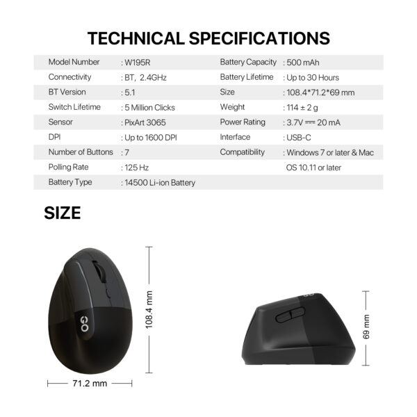 Mouse Fantech W195R GO COMFY Black - Imagen 9