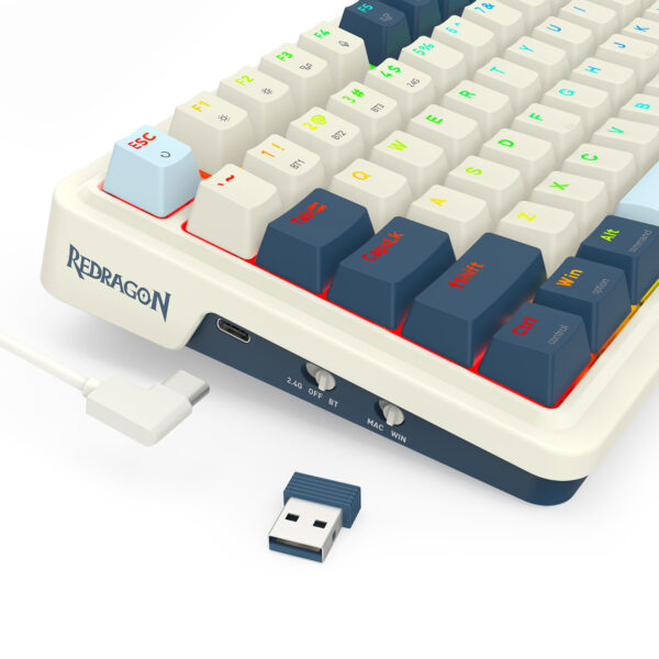 Teclado Redragon Eisa MAX K686SP-RGB-PRO-SP Blanco y Azul - Imagen 3