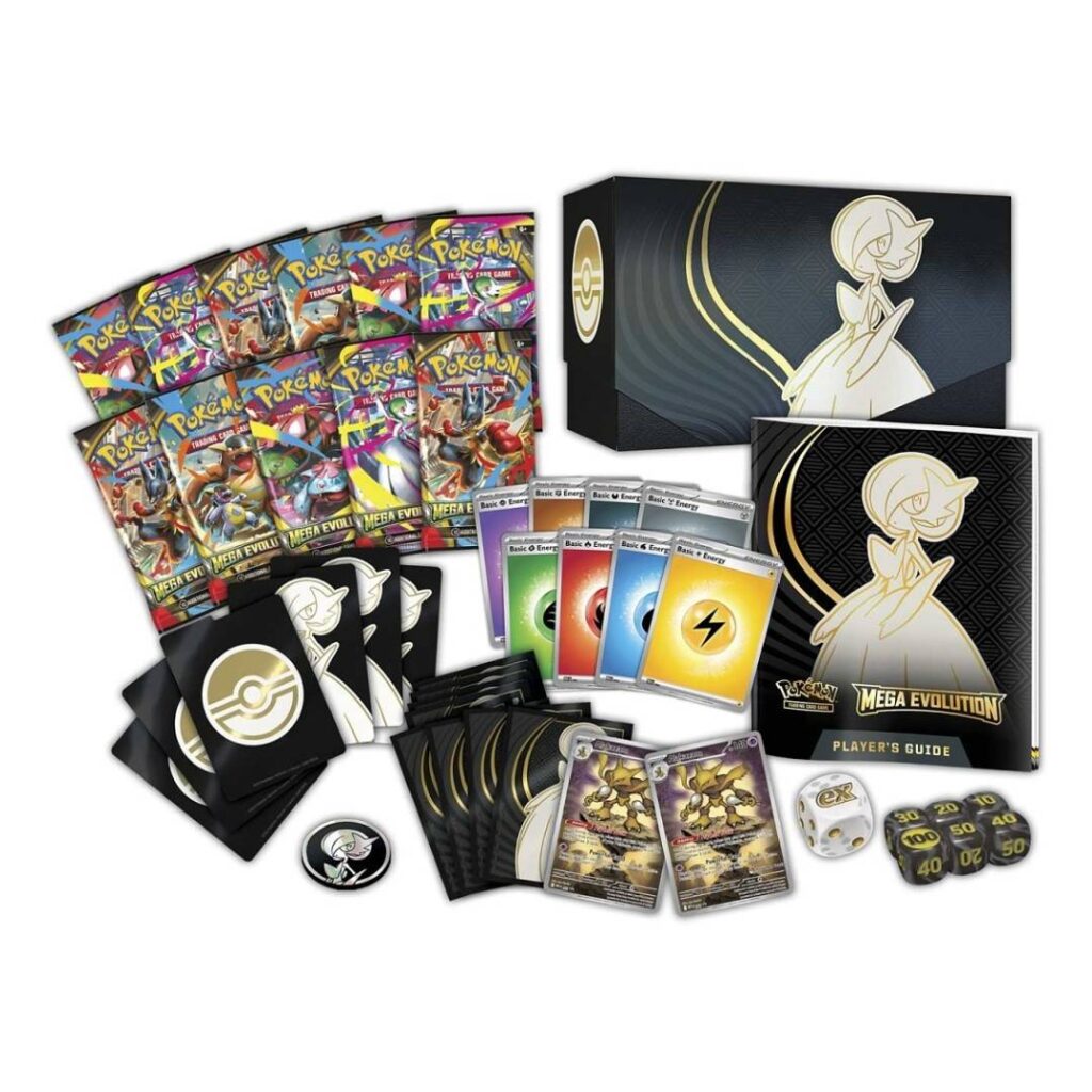Pokémon: JCC Pokémon Megaevolution Elite Trainer Box-Ghost Fires (1 Promo Card with Expanded Illustration, 9 Upgrade Envelopes and Premium Accessories